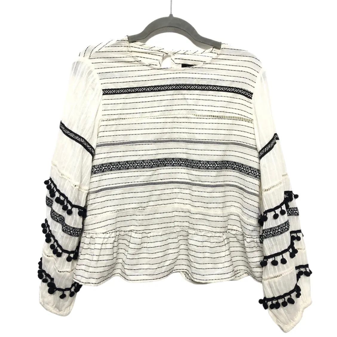 Black & Cream Top Long Sleeve Zara, Size L