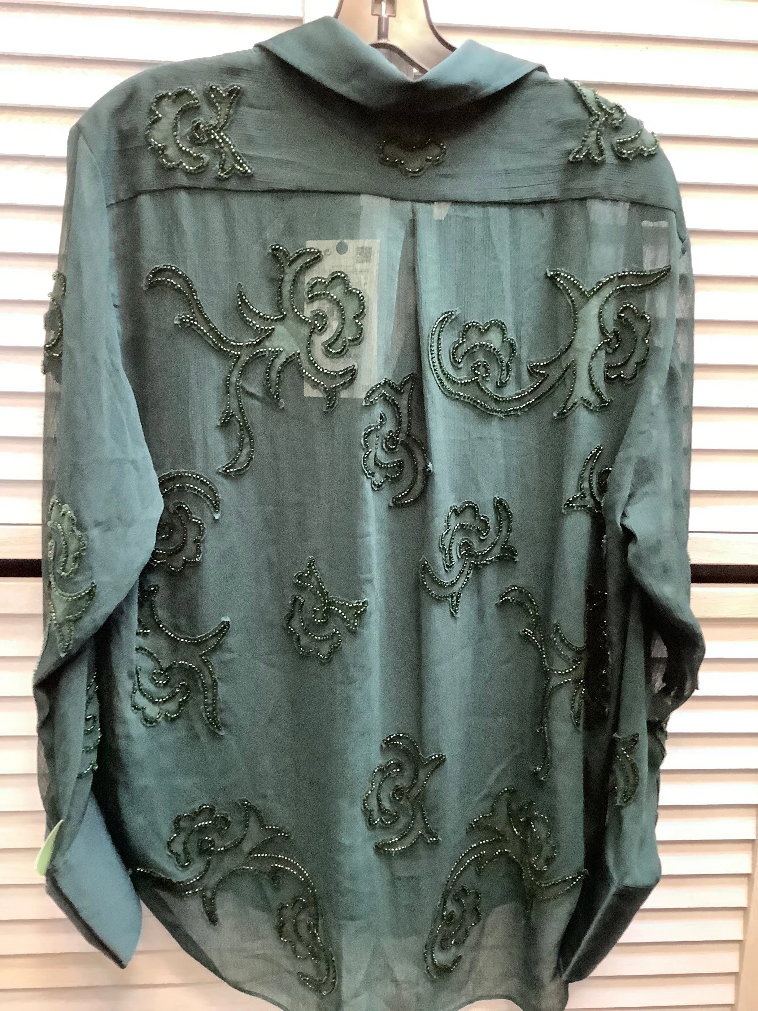 Blouse Long Sleeve By Zara In Green, Size: S