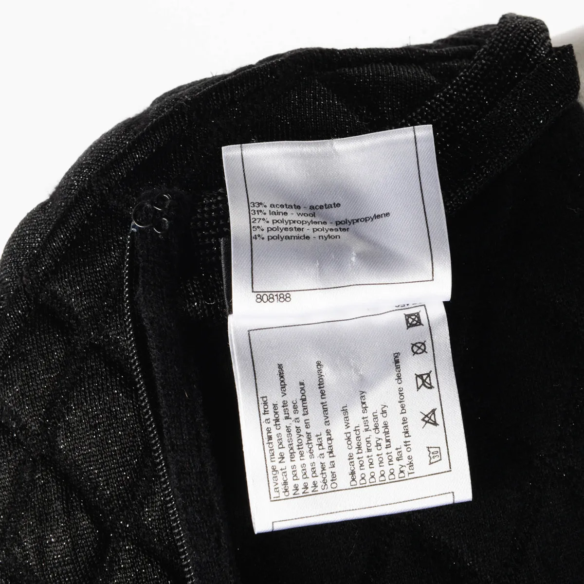 Chanel Black Embossed Quilt Cap Sleeve Dress FR 34