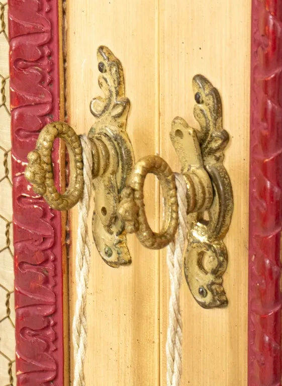 Louis XVI Style Red White Painted Armoire Cabinet