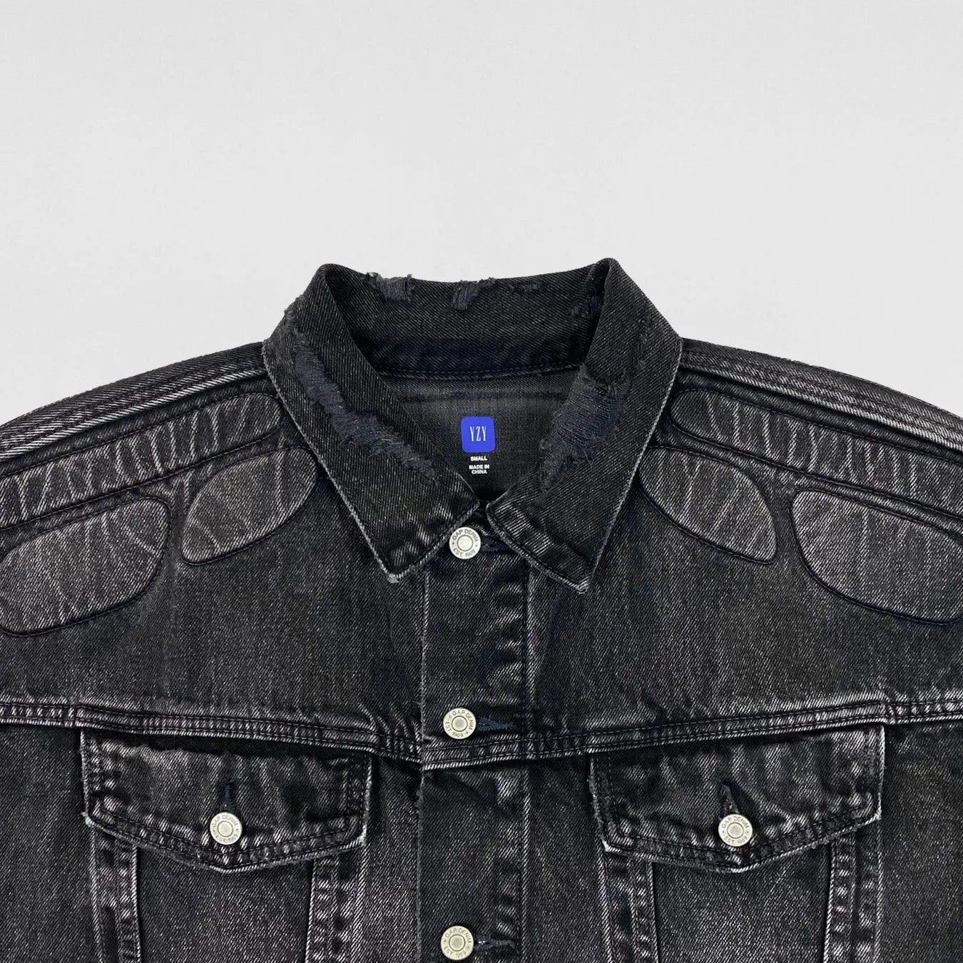 YGEBB 2022 Padded Denim Jacket In Washed Grey